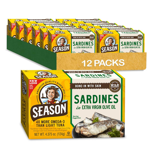 Season-Sardinas-en-aceite-de-oliva-virgen-extra,-capturadas-en-la-naturaleza,-oz-1203