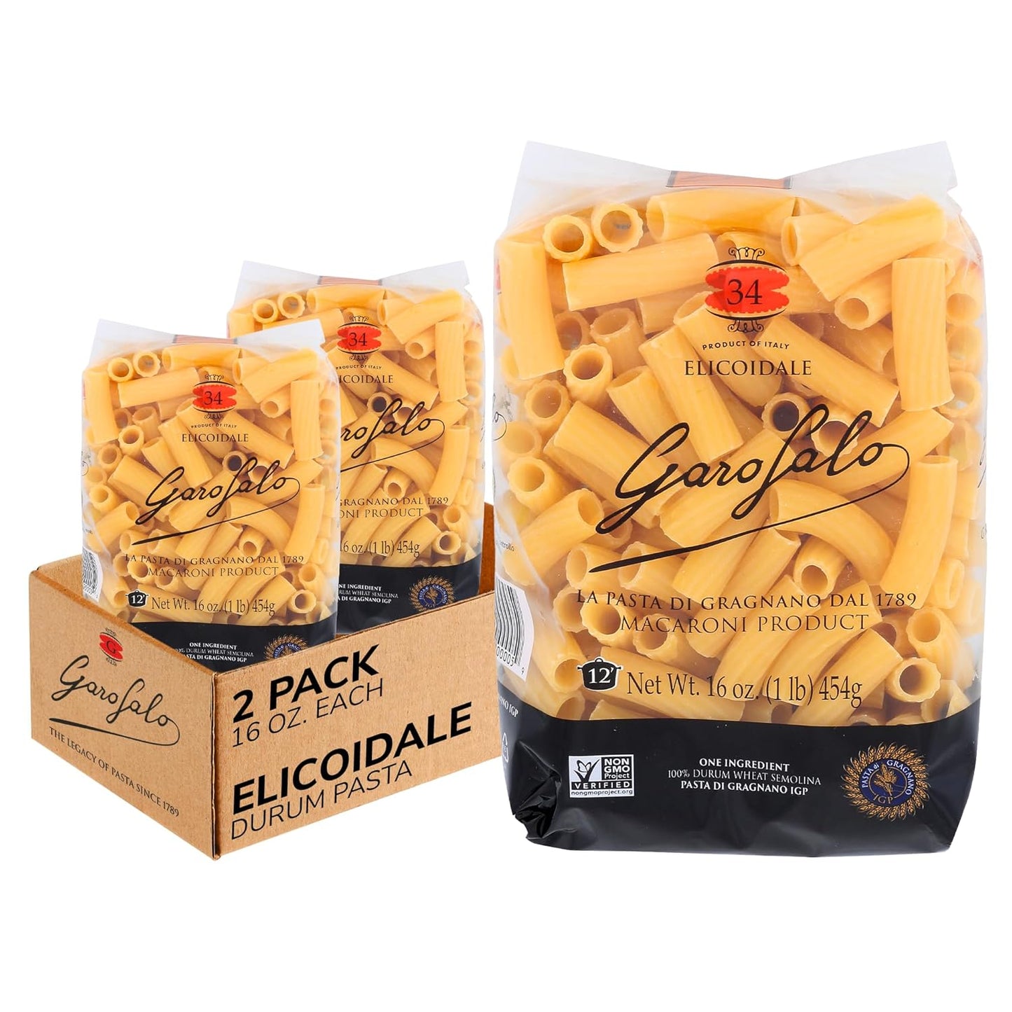 Garofalo---Premium-Durum-Wheat-Semolina-Elicoidale-Pasta,-Italian-Bronze-Drawn,-414