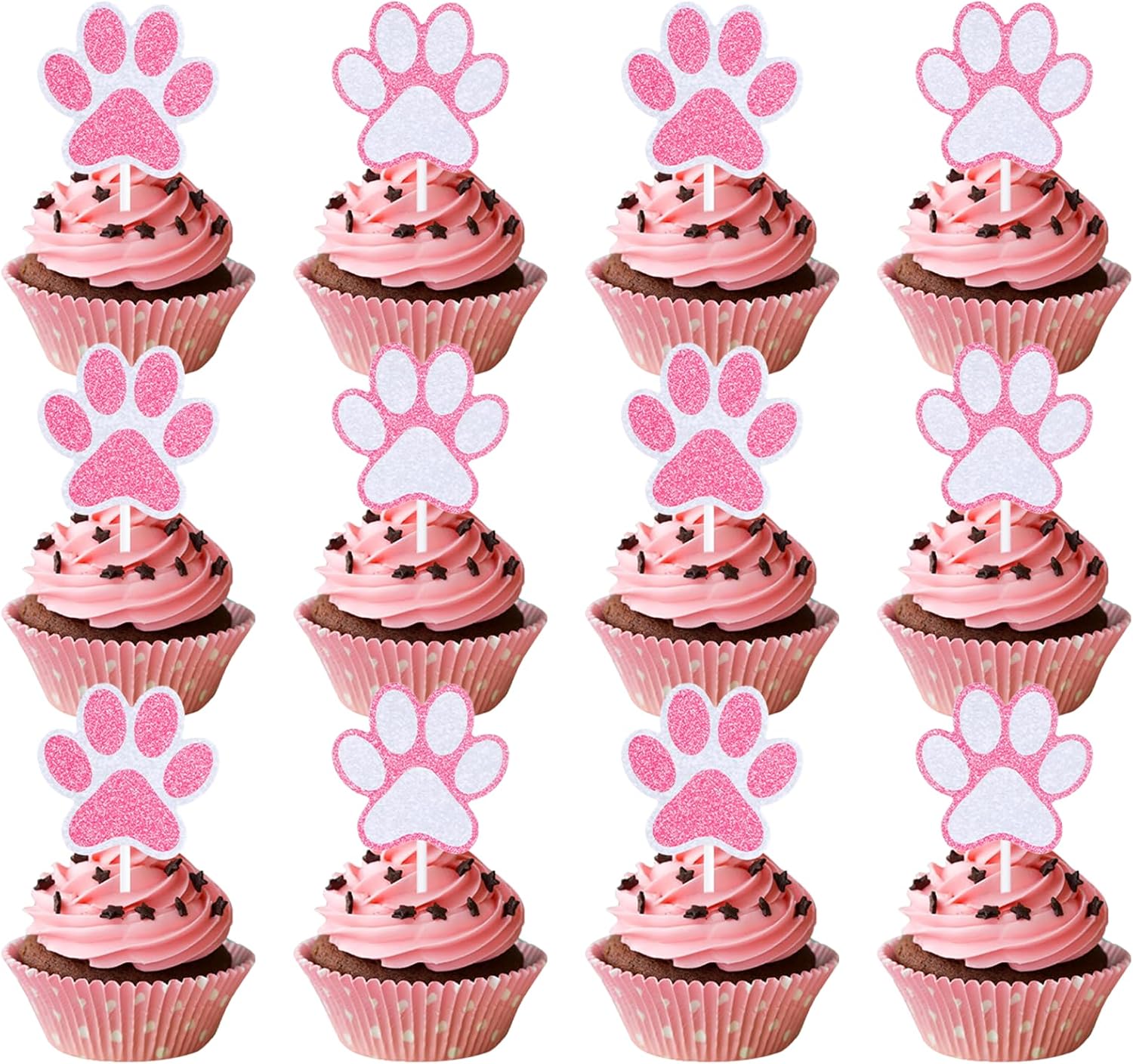Puppy-Paw-Cupcake-Toppers-24-Pcs-Pink-White-Glitter-Dog-Paw-Cake-Puppy-Paw-740