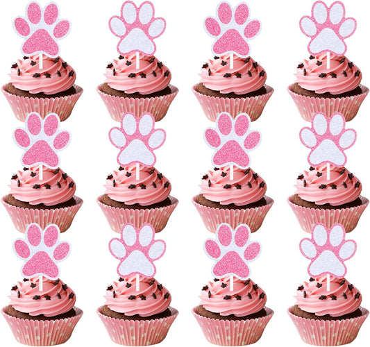 Puppy-Paw-Cupcake-Toppers-24-Pcs-Pink-White-Glitter-Dog-Paw-Cake-Puppy-Paw-740