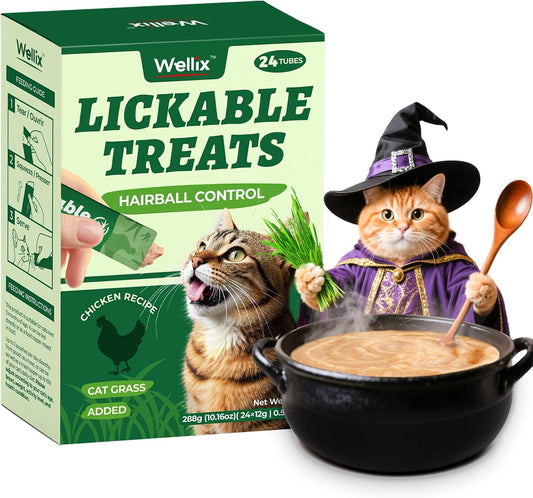 Wellix-Lickable-Cat-Treats-Healthy---Grain-Free-Chicken&Cat-Grass-Flavor-Kitten-Snacks-(24-Count)-221