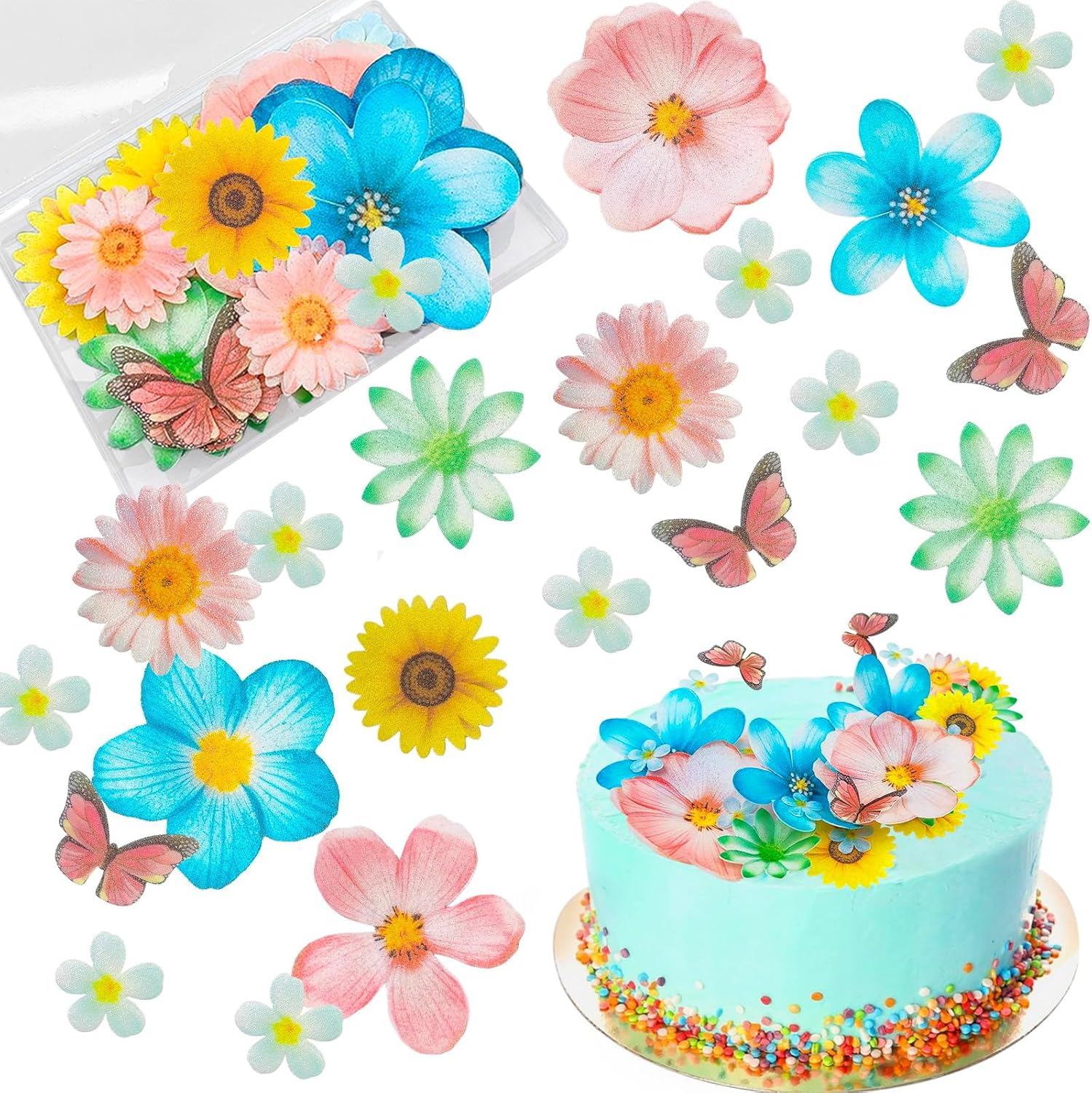 Morofme-55pcs-Edible-Flower-Butterflies-Cake-Topper-Wafer-Paper-Flower-Cupcake-Toppers-Flower-Decorations-77