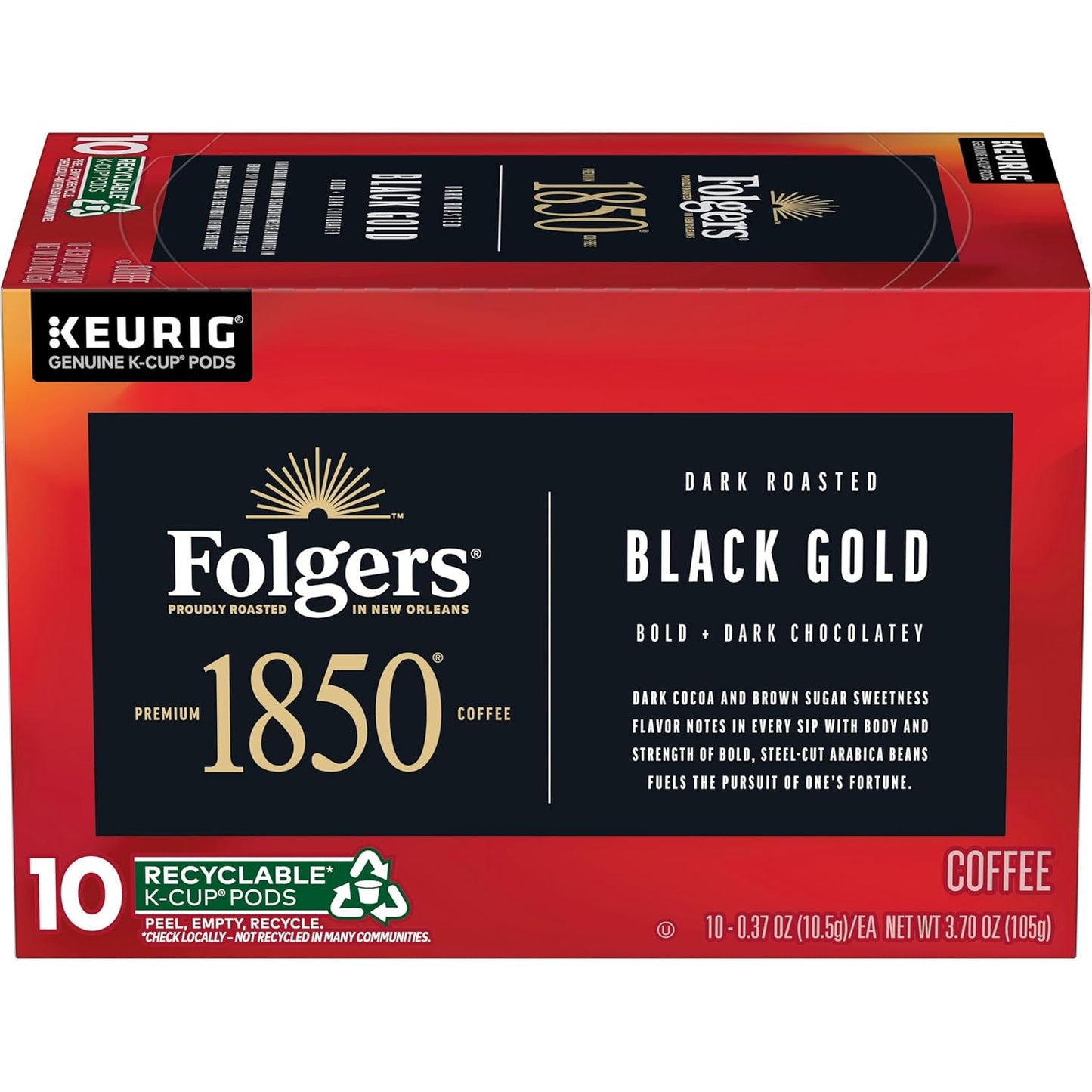 Folgers-1850-Black-Gold-Dark-Roast-Coffee,-10-Keurig-K-Cup-Pods-----2150