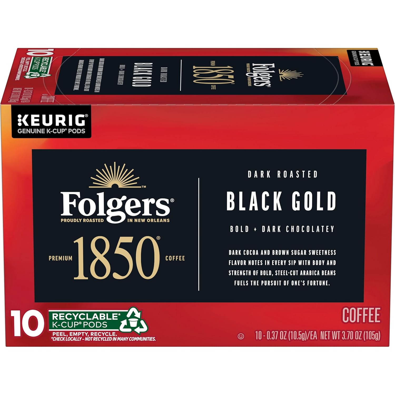 Folgers-1850-Black-Gold-Dark-Roast-Coffee,-10-Keurig-K-Cup-Pods-----2150
