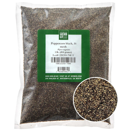 Black-Peppercorn-16-Mesh,-by-Herb-Co,-Piper-Nigrum-Coarse-Ground,-From-1724