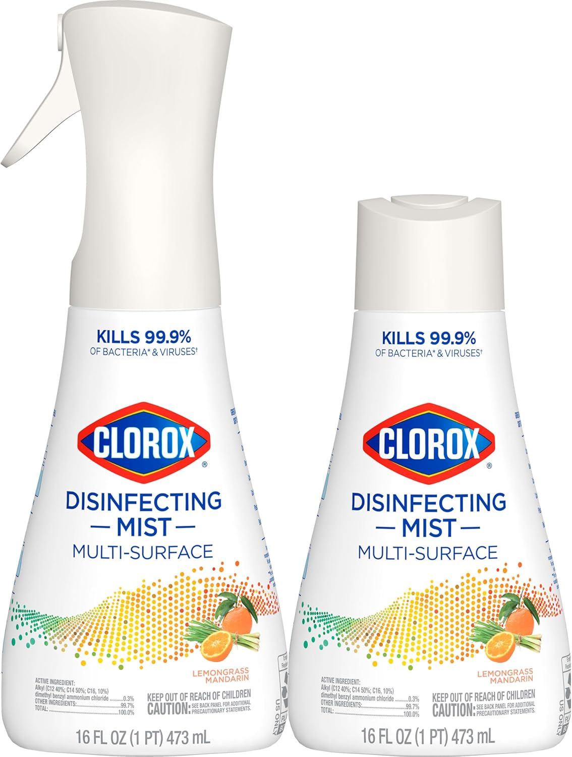 Clorox-Disinfecting-Mist,-Lemongrass-Mandarin,-Household-Essentials,-1-Sprayer-Bottle-694