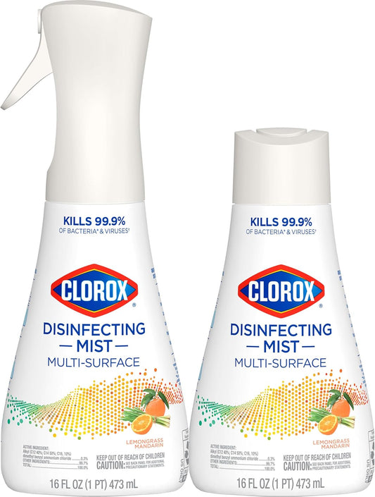 Clorox-Disinfecting-Mist,-Lemongrass-Mandarin,-Household-Essentials,-1-Sprayer-Bottle-694