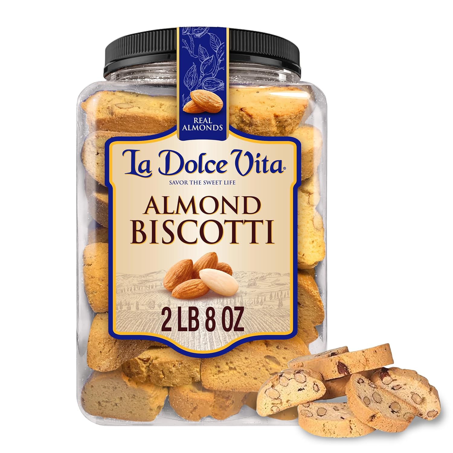 La-Dolce-Vita-Almond-Biscotti,-Authentic-Italian-Style-Cookies,-40oz-Jar-------2535