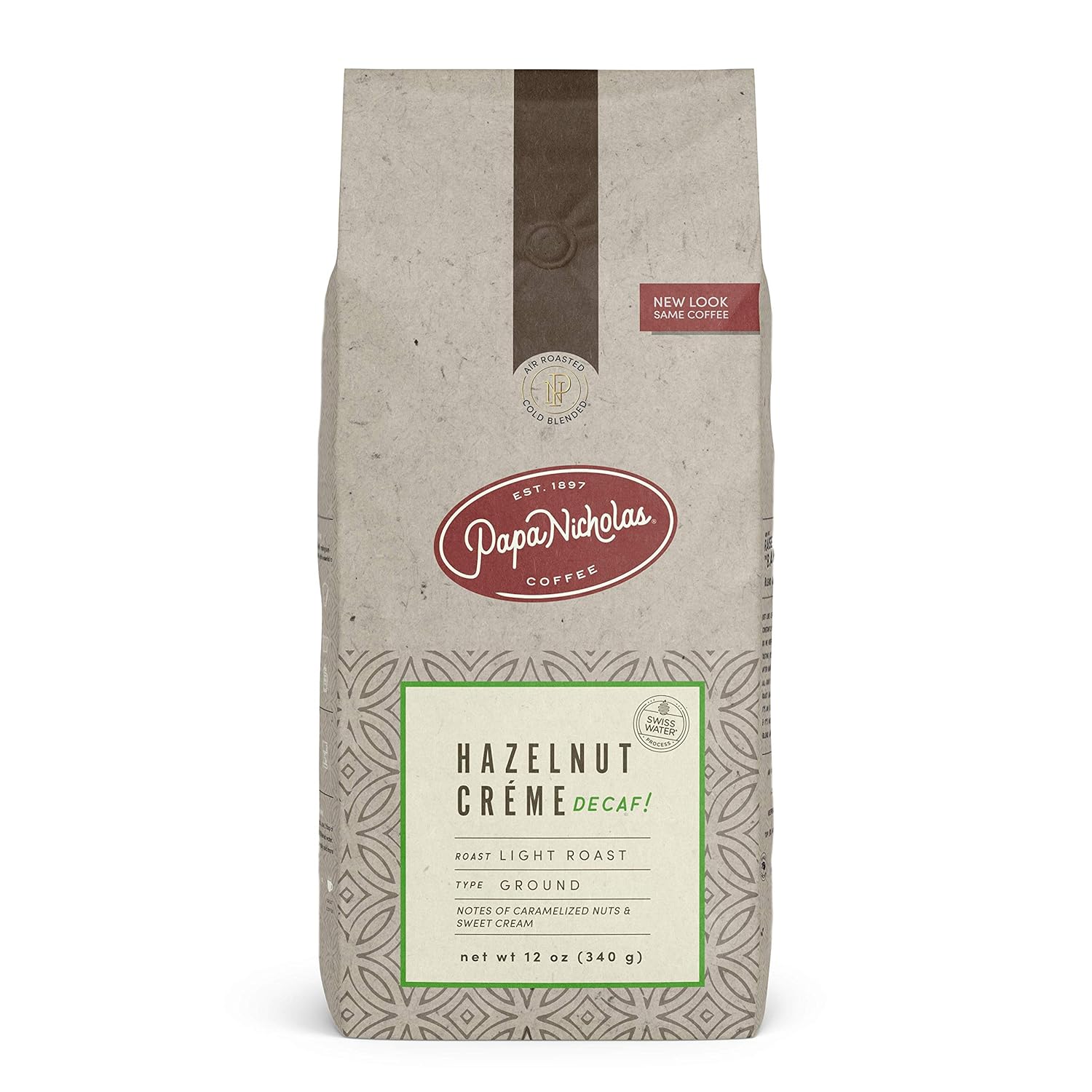 PapaNicholas-Coffee-Ground-Coffee,-Decaffeinated,-Hazelnut-Creme,-12-Ounce---------2449