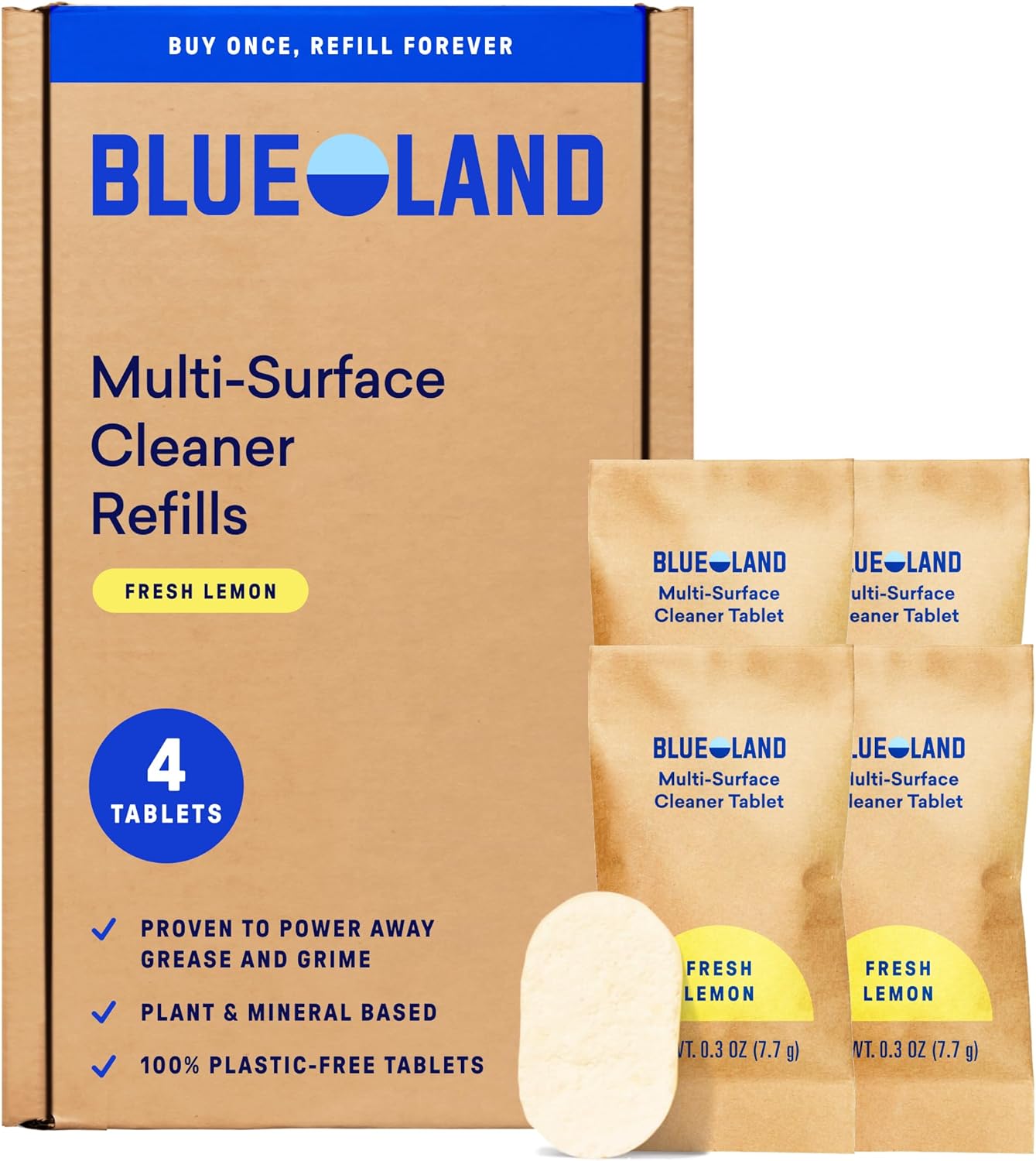BLUELAND-Multi-surface-Cleaner,-4-Pack-Refill,-Fresh-Lemon-Scent,-All-Purpose,-Eco-Friendly-Cleaning-Supplies,-4-x-24-1397