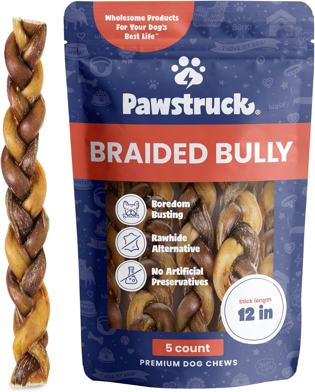 Pawstruck-Natural-12"-Braided-Bully-Sticks-for-Dogs-–-Tough,-Long-Lasting,-Low-Odor,-2035