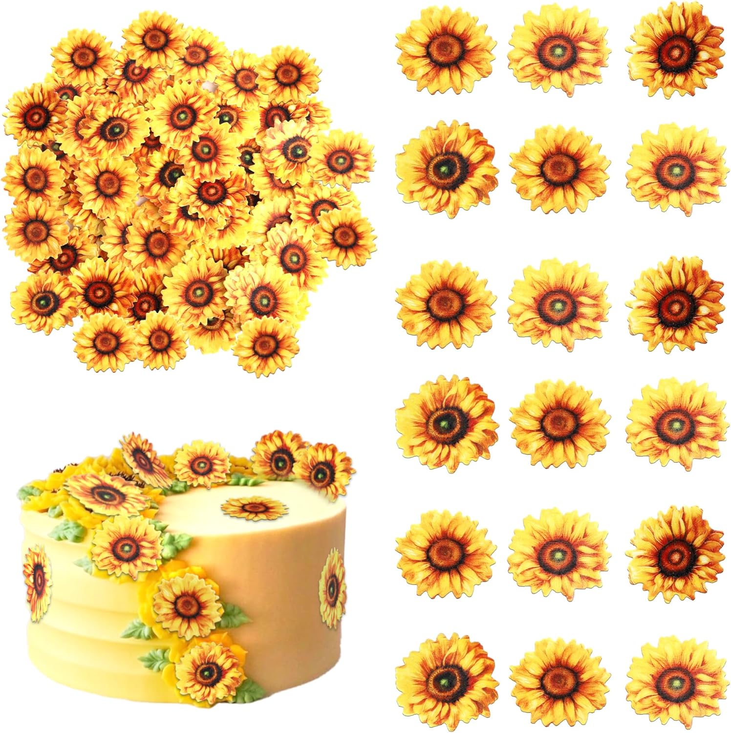 60-PCS-Edible-Sunflower-Cupcake-Toppers-Edible-Flowers-Cake-Decorations-Edible-Paper-Party-for-334