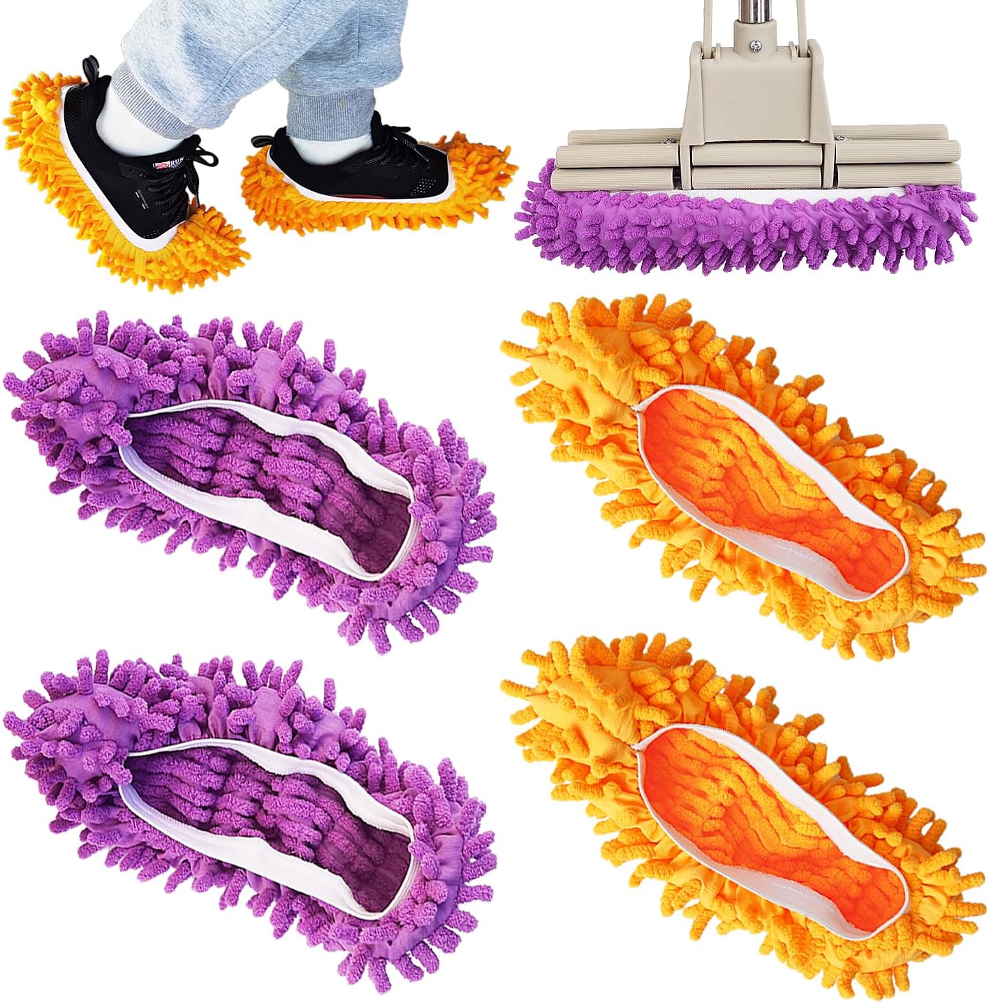 4-Pcs-Shoes-Cover-Dust-Duster,-Washable-Mop-Slippers-Shoes-2509