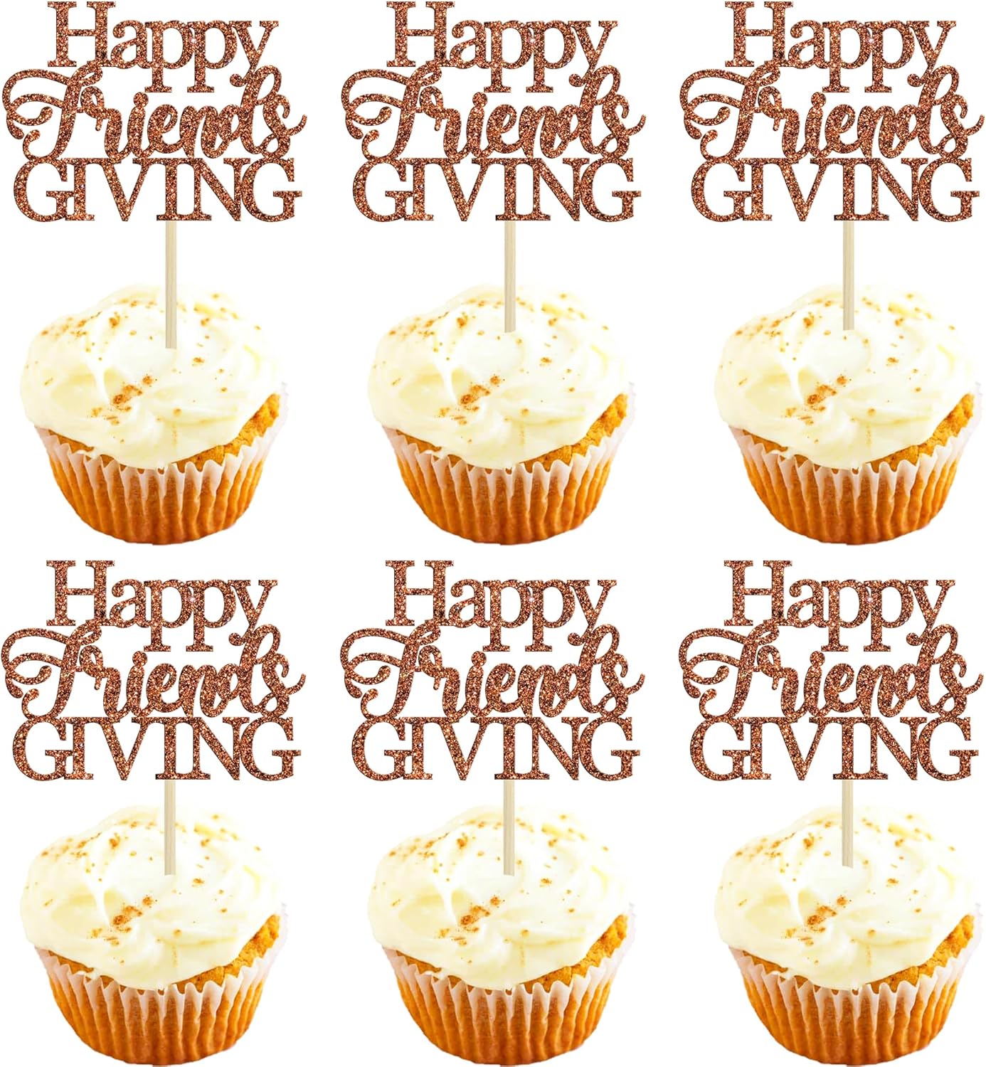 Gyufise-24Pcs-Happy-Friendsgiving-Cupcake-Toppers-Glitter-2773