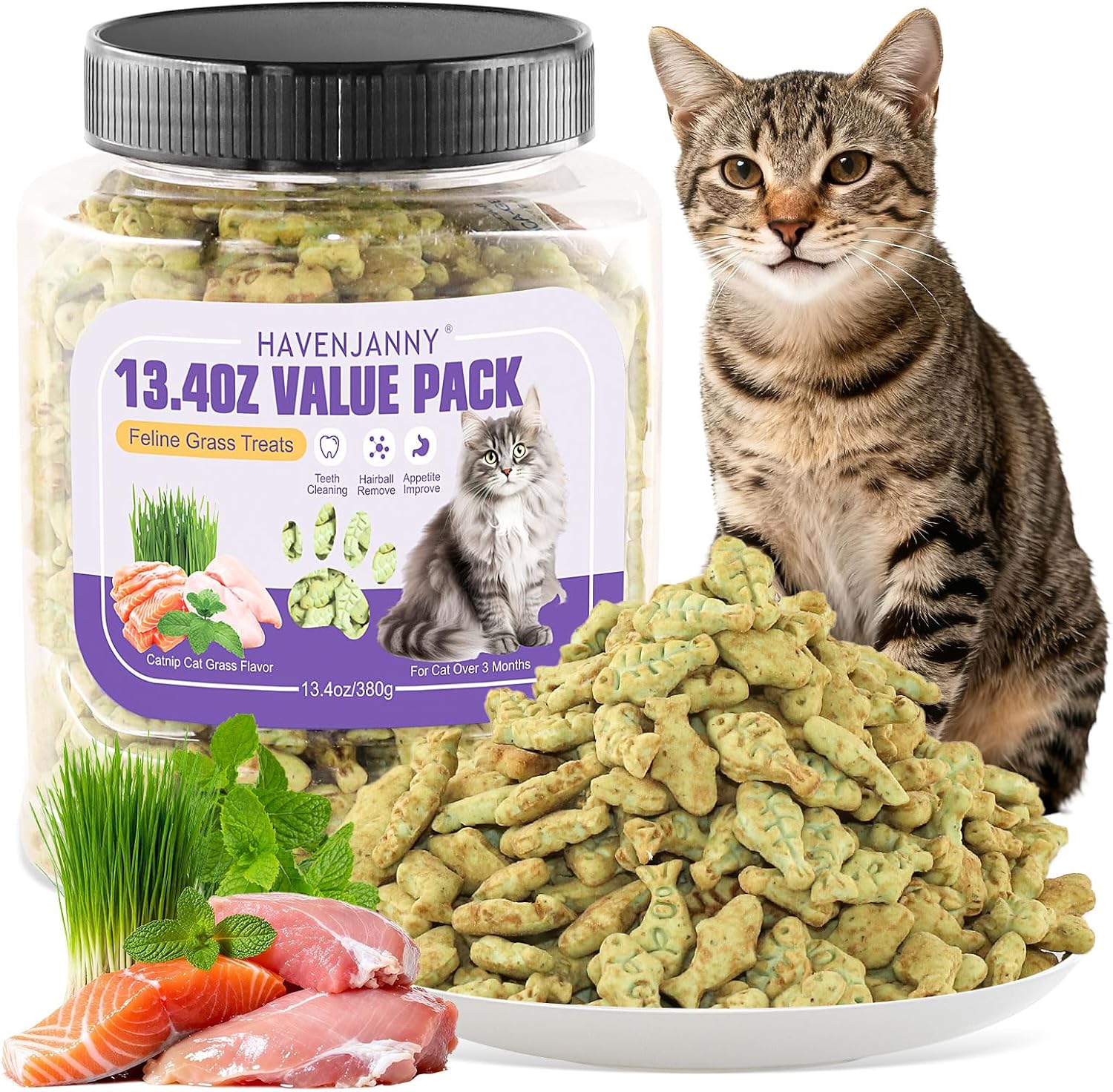 13.4oz/380g-Cat-Grass-Treats,-Cat-Dental-Treats-Hairball-Control,-Chicken-Catnip-Cats-Grass-549