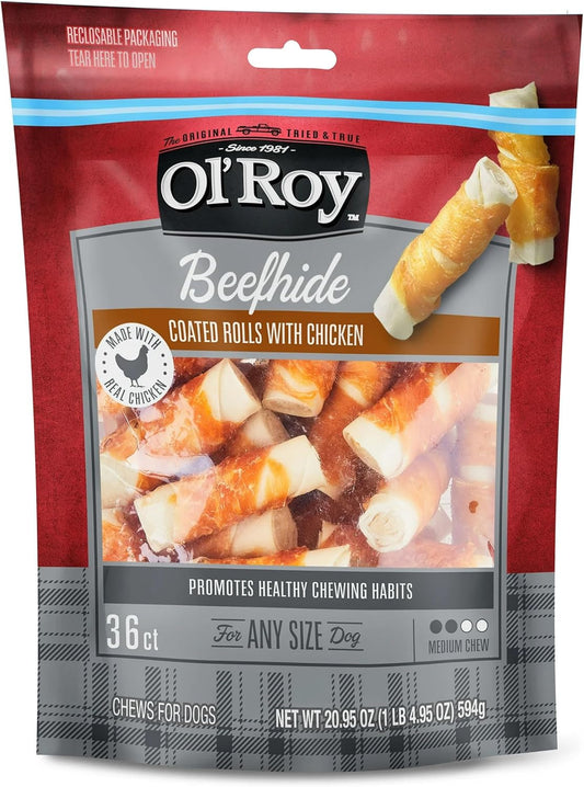 Beefhide-Rolls-Coated-with-Real-Chicken,-20.95-oz-Bag,-36-Count,-Chew-339