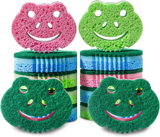 SmilePowo-12-Pack-Scrub-Sponge,Bulk-Sponges,Dual-Sided-Multi-Functional-Premium-Cleaning-Sponges,Dishwashing-4540