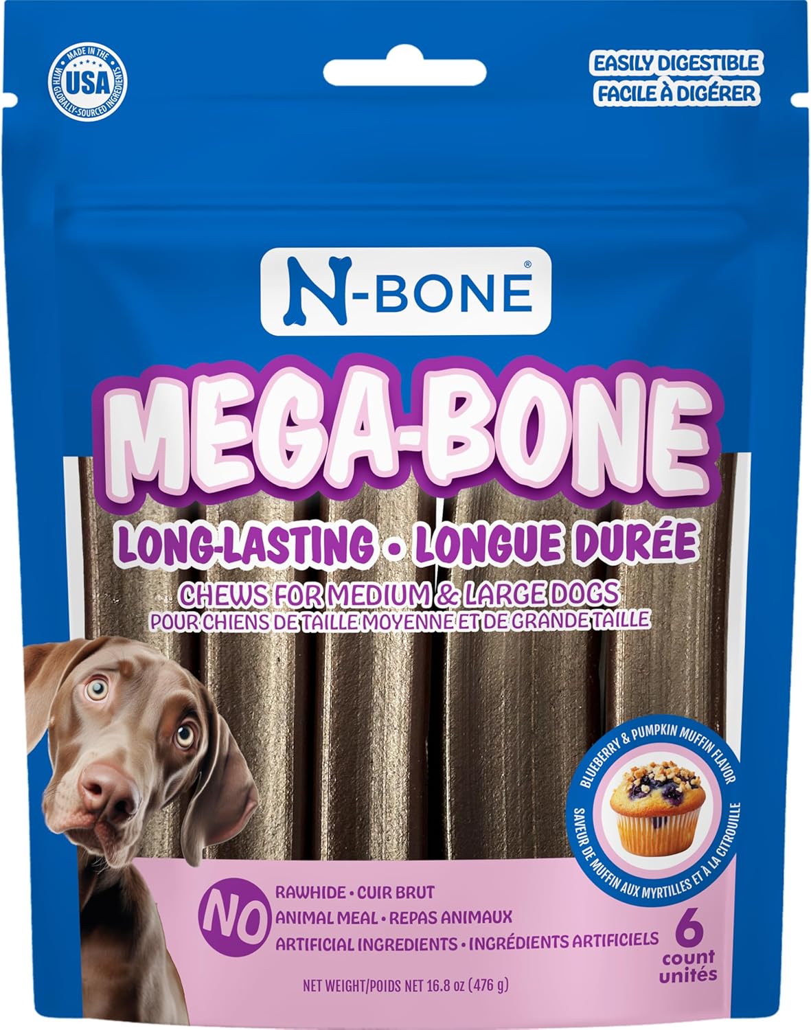 N-Bone-Mega-Bone-Long-Lasting-Dog-Chews,-Blueberry-Pumpkin-Muffin-Flavor,-6count,-16.8oz--1952