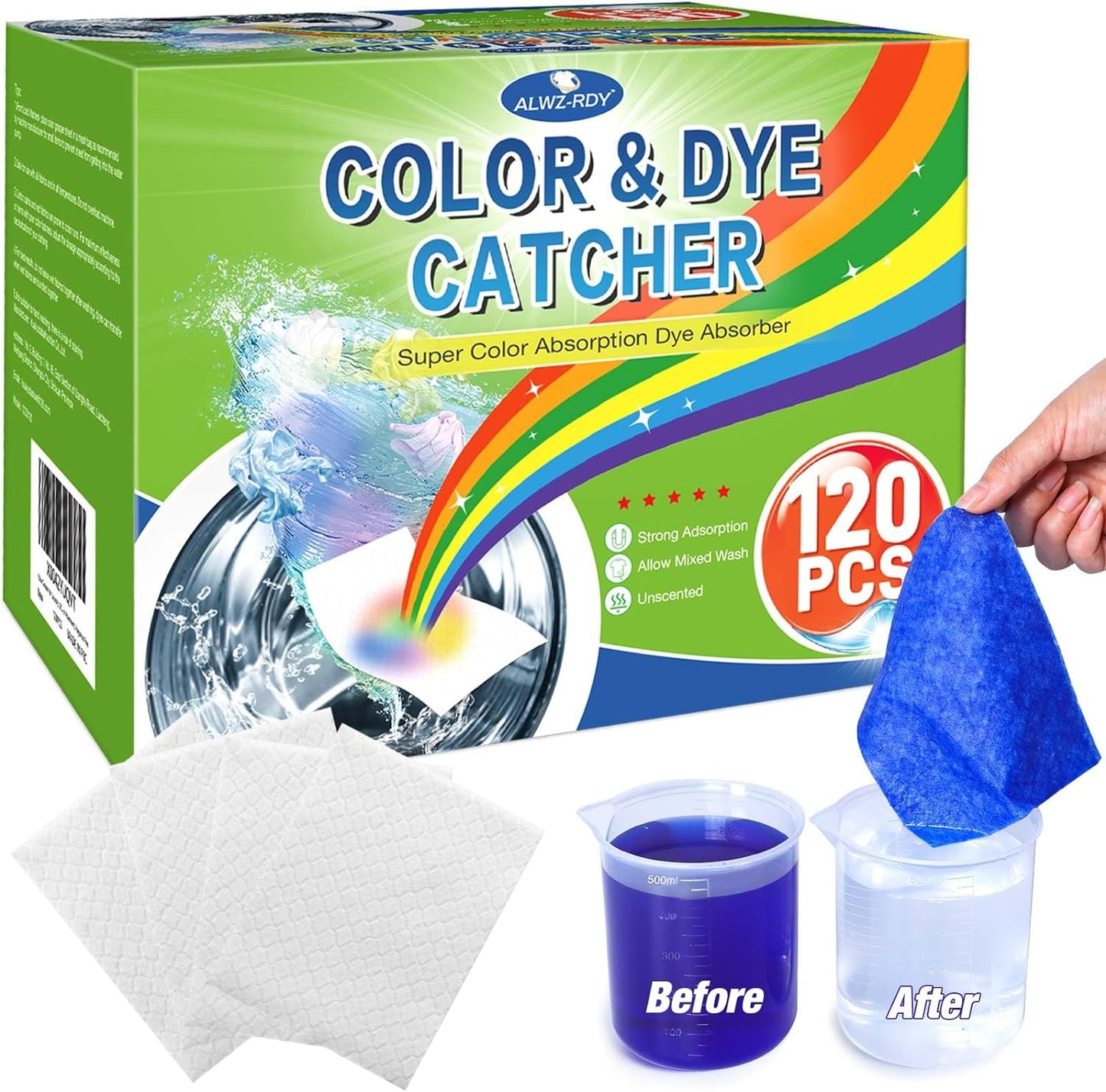 Color-Dye-Catchers-for-Laundry-120ct,-Super-Absorption-Color-Trapping-3042