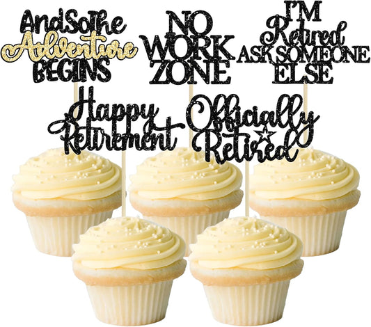Gyufise-30Pcs-Happy-Retirement-Cupcake-Toppers-Officially-Retired-No-Work-Zone-Adventure-Cupcake-for-165