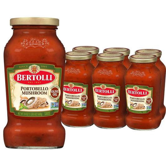 Bertolli-Portobello-Mushroom-Sauce,-Pasta-Sauce-Made-With-Vine-ripened-Tomatoes,-Onions,-Garlic-390