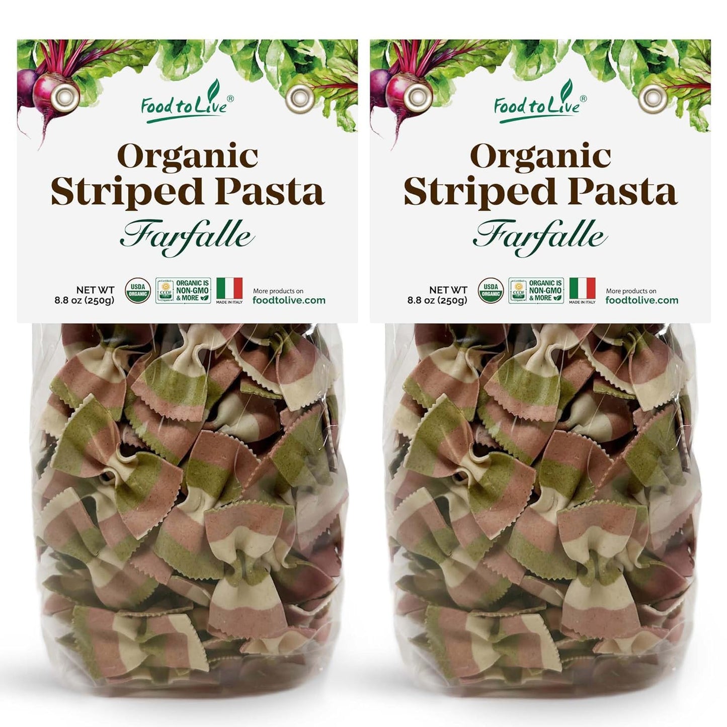Food-to-Live-Organic-Striped-Farfalle-Pasta,-8.8-oz-of-181