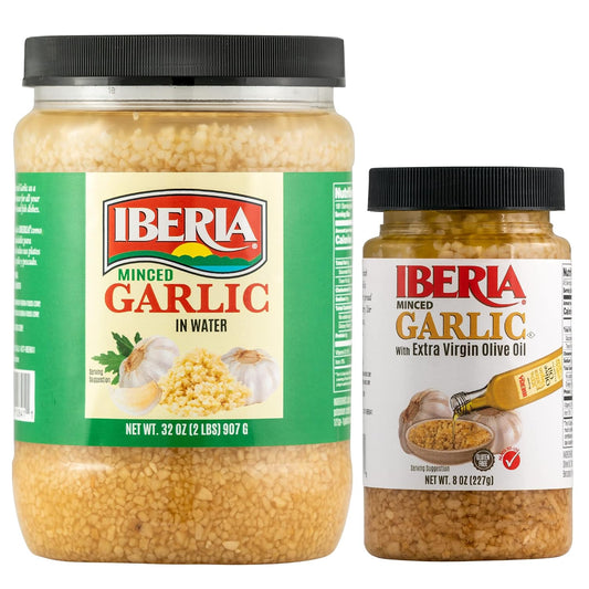 Iberia-Minced-Garlic-in-Water,-32-oz-and-Iberia-Minced-Garlic-in-1