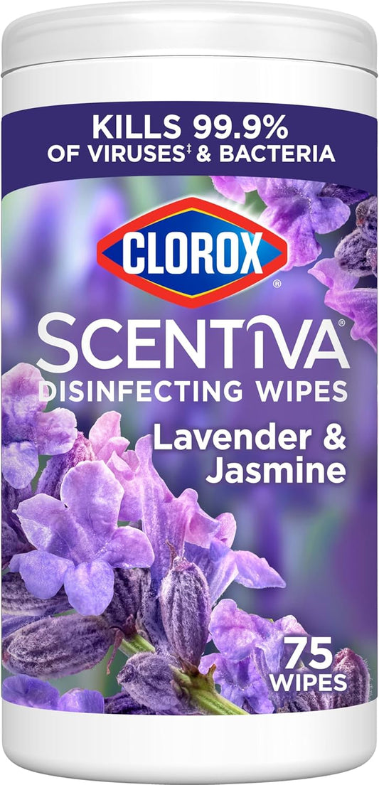 Clorox-Scentiva-Disinfecting-Wipes,-Lavender-and-Jasmine,-Antibacterial,-75-Count-----------1910