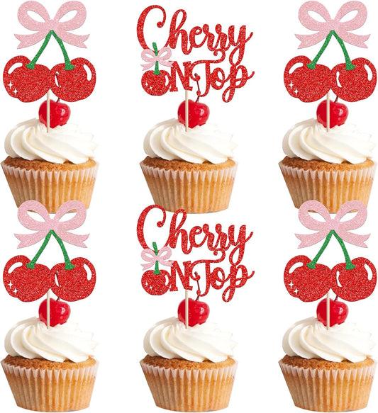 24-PCS-She's-the-Cherry-On-Top-Cupcake-Toppers-Glitter-Sweet-Cherry-Picks-On-1087