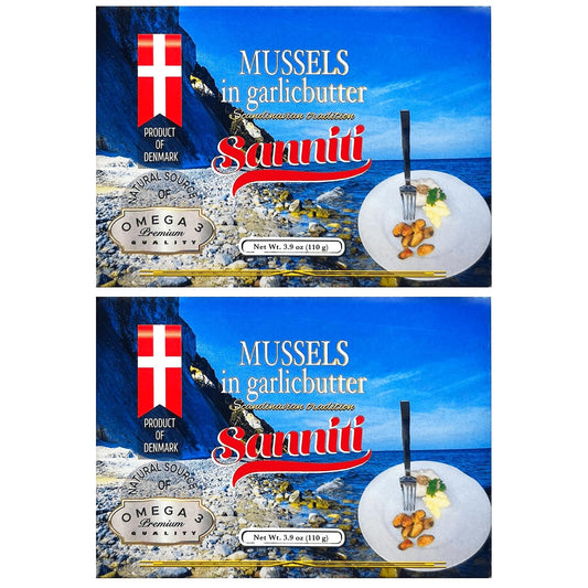 Sanniti-Mussels-in-Garlic-Butter,-3.9-oz-|-Scandinavian-Style-Seafood-|-Heat-&-589