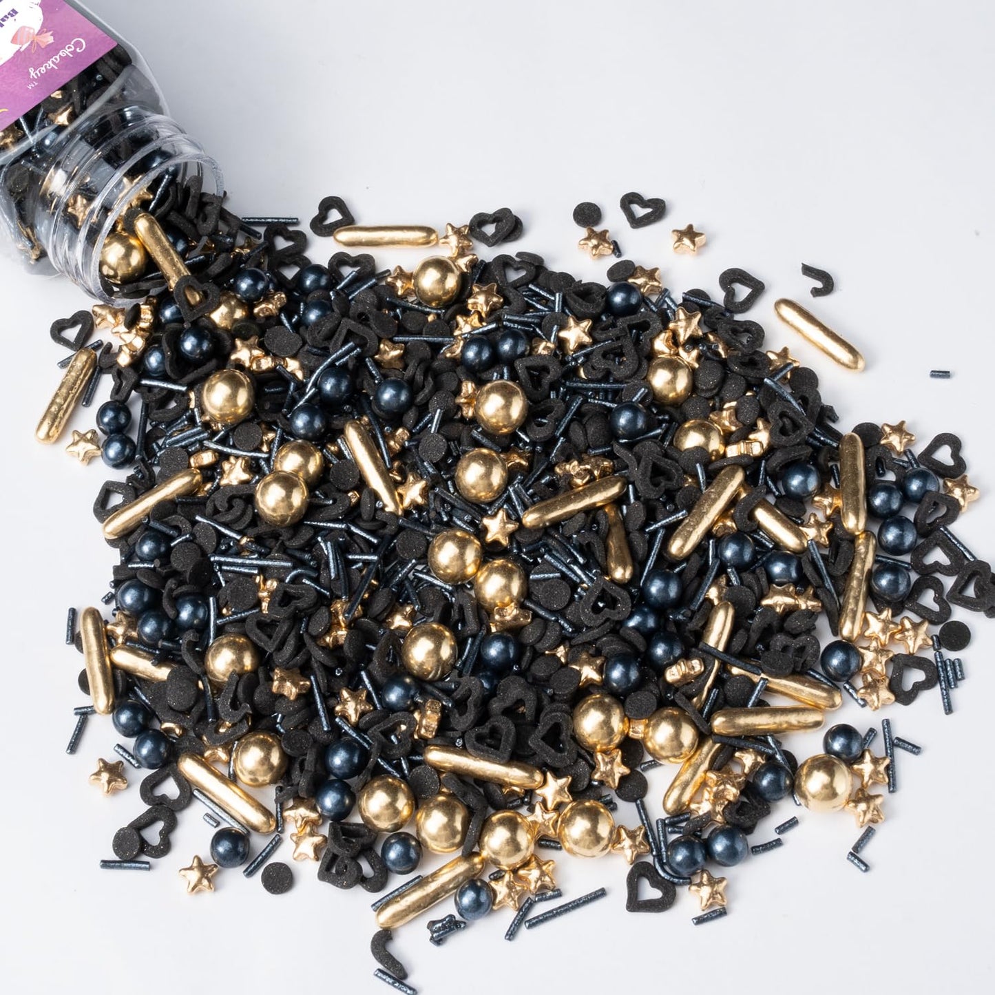 Black-&-Gold-Star-Sprinkles-for-Cake-Decorating-4.23ounce---Sugar-Mix-Gold-&-313