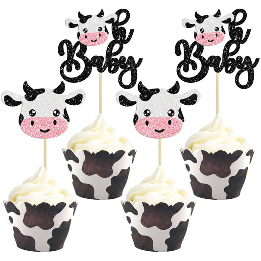 Gyufise-24Pcs-Cow-Oh-Baby-Cupcake-Toppers-4205