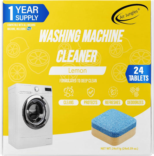 Air-Jungles-Washing-Machine-Cleaner-Tablets-24-Count,-Lemon-Scent,-143