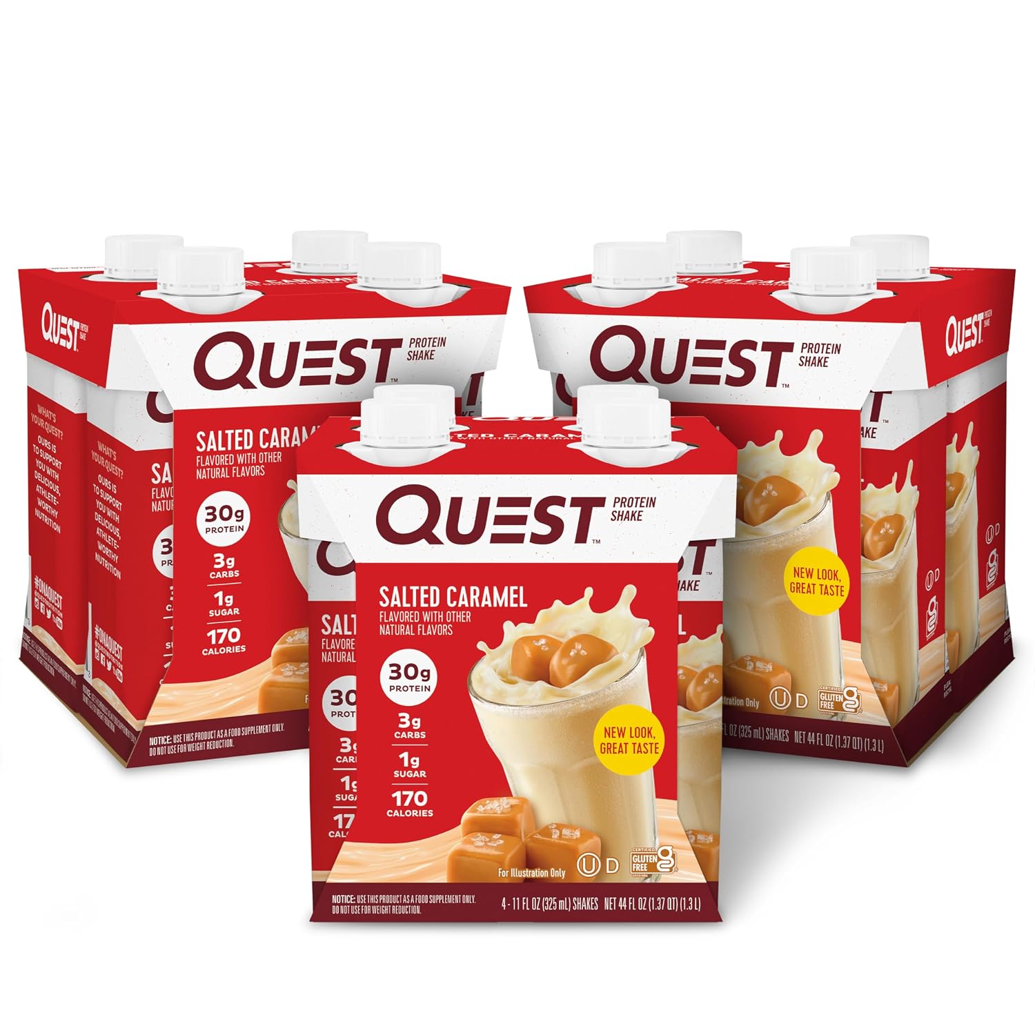 Quest-Nutrition-Salted-Caramel-Protein-Shake,-30g-Protein,-12-Count-|--3g-Net-Carbs,-Sugar,-2031