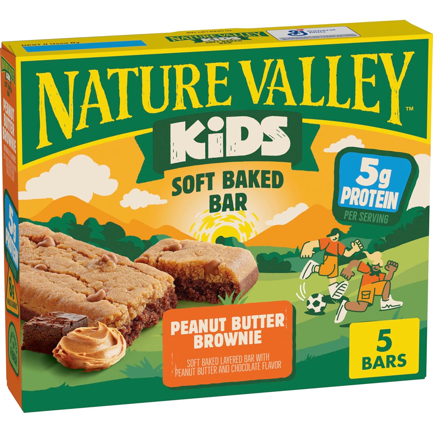 Nature-Valley-Peanut-Butter-Brownie-Soft-Baked-Kids-Bar,-Protein,-5--ct-|-5g-&-19