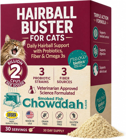 Hairball-Buster-Powder-for-Cats,-Smoked-Fish-Flavor,-30-Servings-|-Cat-Hairball-1241