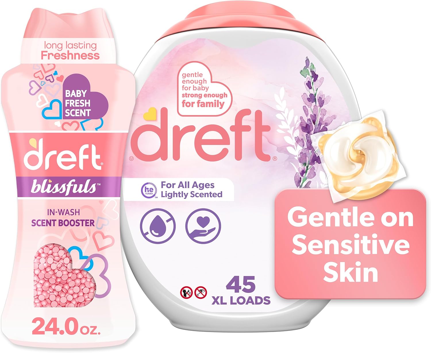 Dreft-Laundry-Bundle:-Dreft-Detergent-Pacs,-Lightly-Scented,-Lavender,-HE-3382