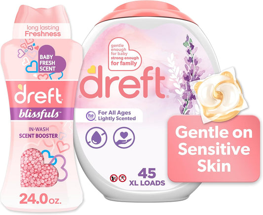 Dreft-Laundry-Bundle:-Dreft-Detergent-Pacs,-Lightly-Scented,-Lavender,-HE-3382