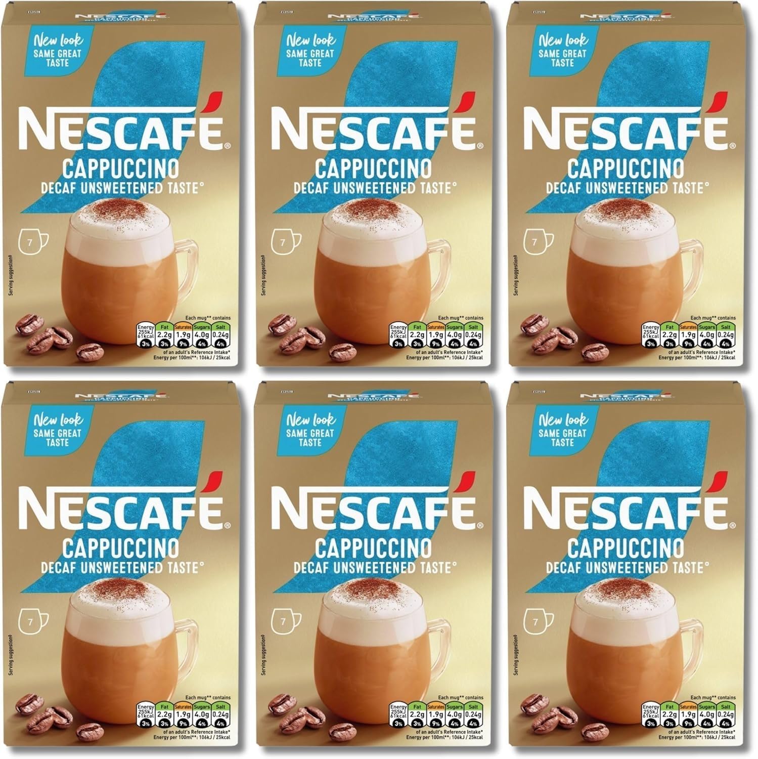 NESCAFÉ-Cappuccino-Decaffeinated-Unsweetened-Instant-Coffee-Sachets-x7-(Pack-of-6,-Total-42-1348
