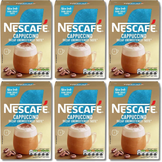 NESCAFÉ-Cappuccino-Decaffeinated-Unsweetened-Instant-Coffee-Sachets-x7-(Pack-of-6,-Total-42-1348