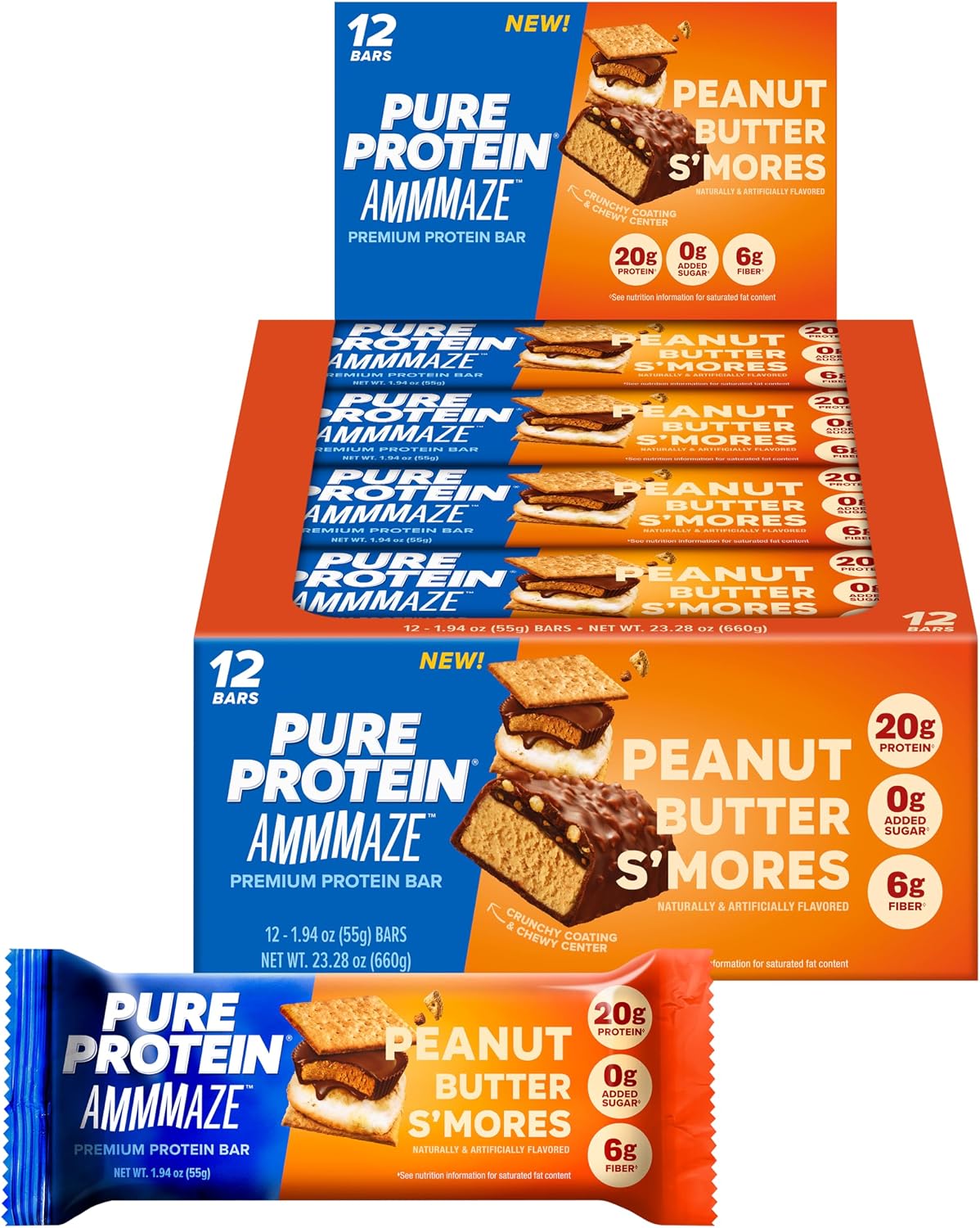 Pure-Protein-AMMMAZE-Peanut-Butter-S’mores-Protein-Bars,-20g-Protein,-12--Ct-|-6g-5g-799