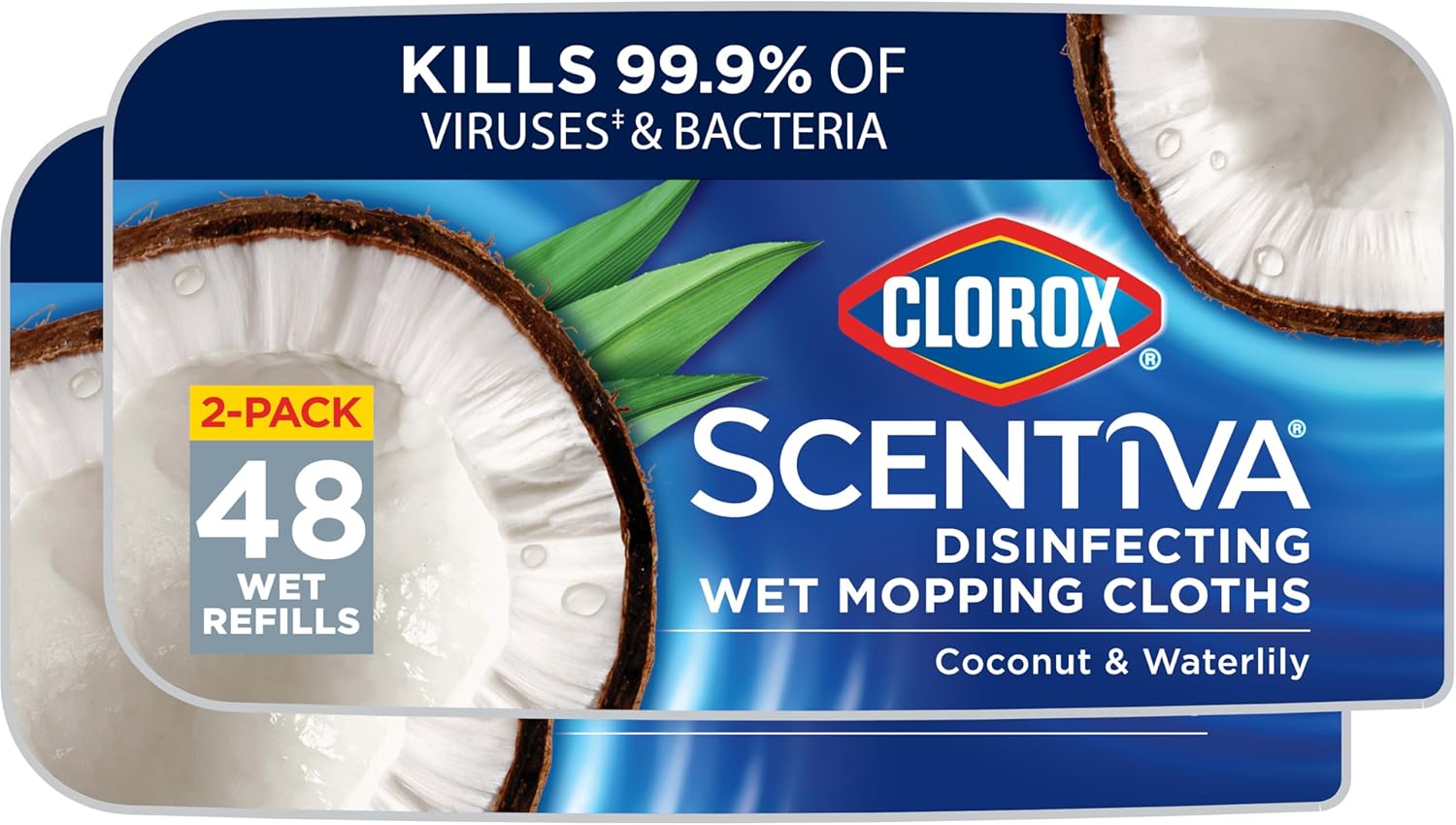 Clorox-Scentiva-Disinfecting-Wet-Mop-Pad,-Disposable-Mop-Heads,-Coconut-and-Waterlily,-2-Packs,-24-1370