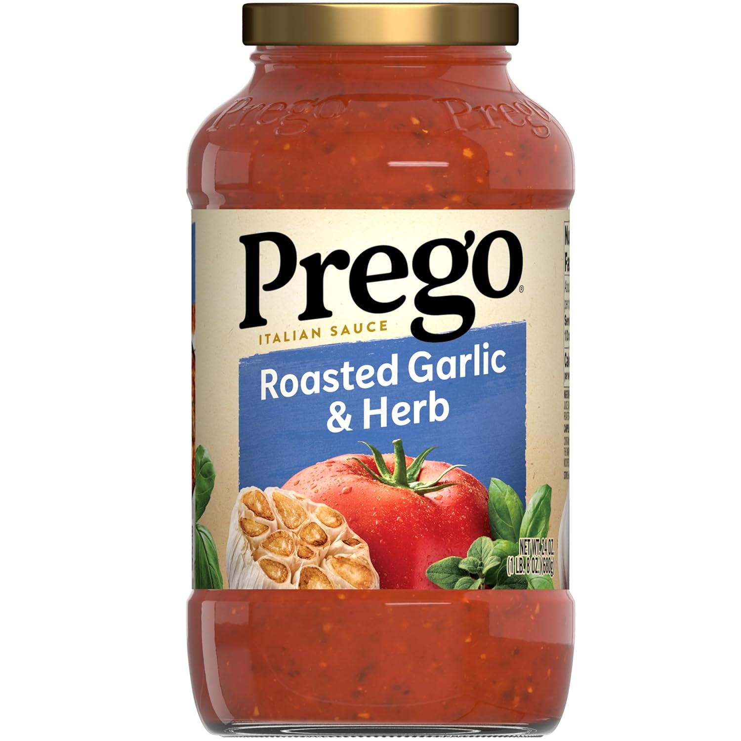 Prego-Pasta-Sauce,-Italian-Tomato-Sauce-with-Roasted-Garlic-&-Herbs,-24-2072