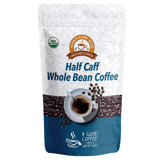 Alex's-Low-Acid-Organic-Coffee-12oz-Bag---Half-Caff-Whole-Bean-(Pack-313