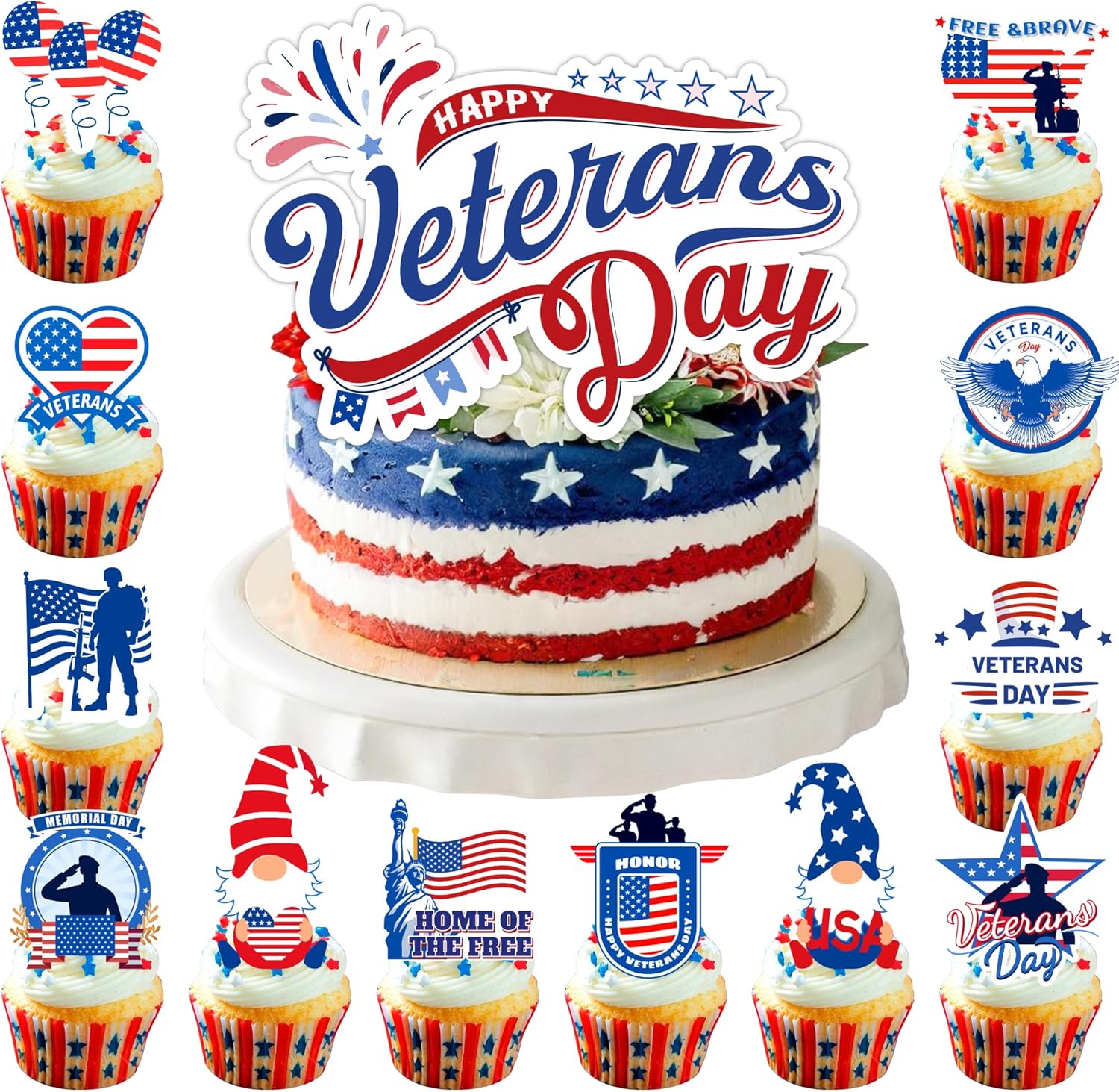 Happy-Veterans-Day-Cake-Topper,-13pcs-Veteran-3359
