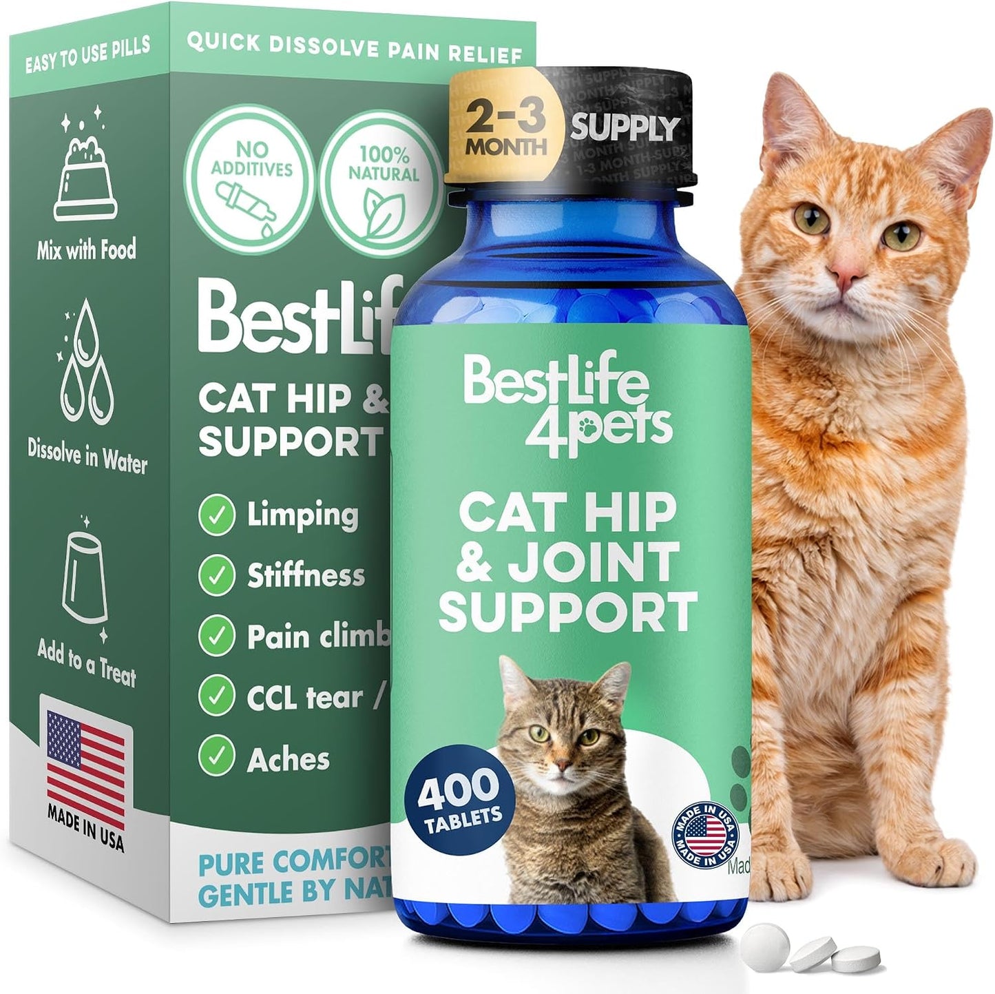 BestLife4Pets-Cat-Joint-Supplement-and-Mobility-Support---400-Pills-|-Natural-Plant-Based-777