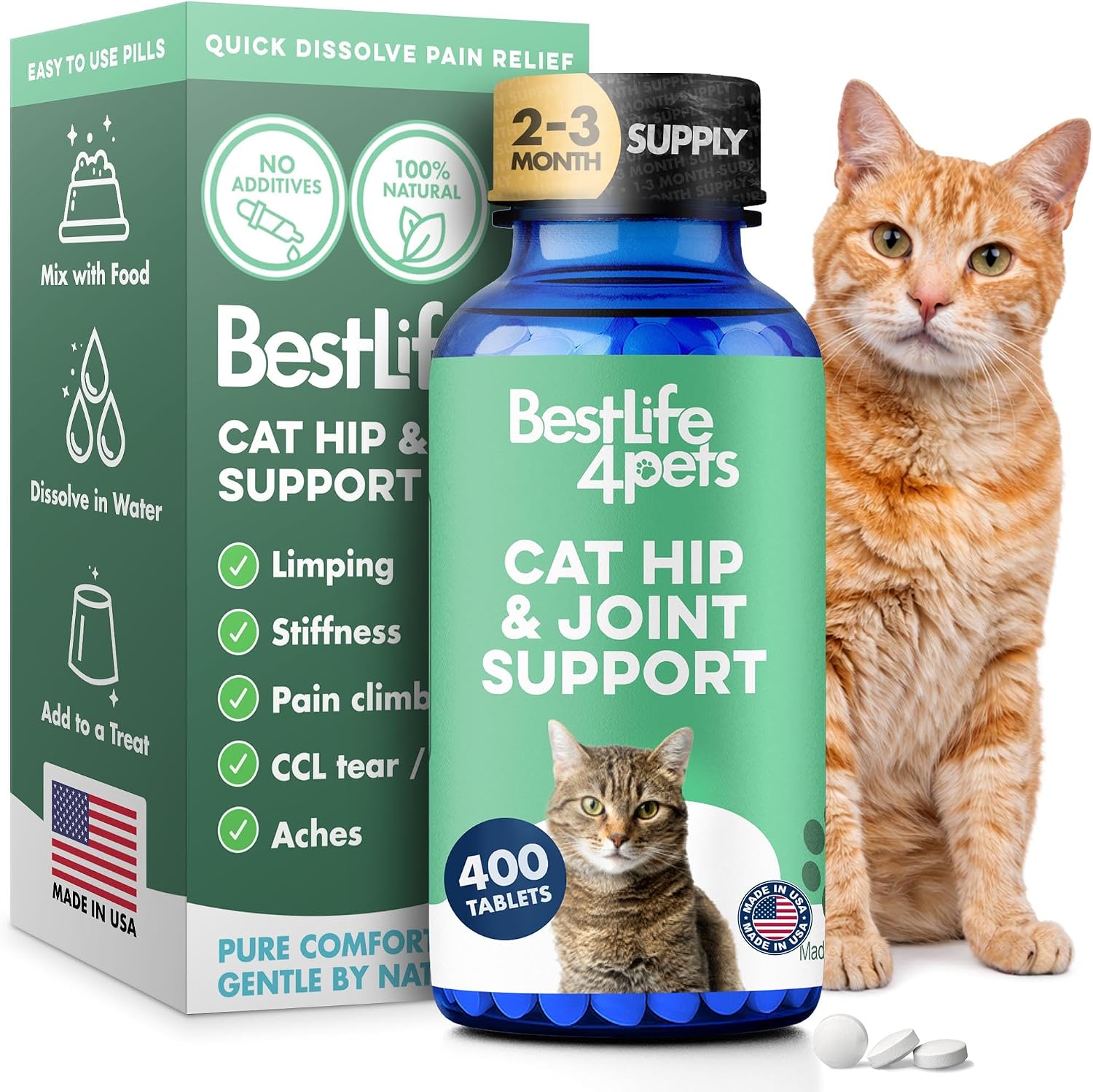 BestLife4Pets-Cat-Joint-Supplement-and-Mobility-Support---400-Pills-|-Natural-Plant-Based-777