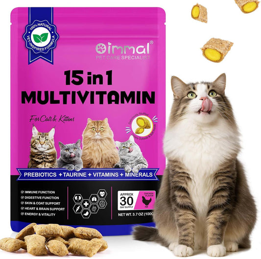 Cat-Grass-Treats-for-Cats-&-Kittens,-15-in-1-Multivitamin-Crunchy-&-Creamy-Chews-with-150