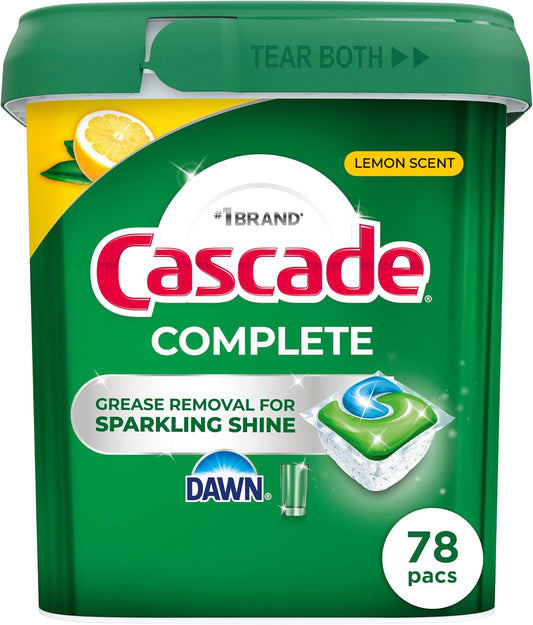 Cascade-Complete-Dishwasher-Pods,-Dishwasher-Detergent,-Lemon-Scent-ActionPacs,-Cleaning-Supplies,-78-340