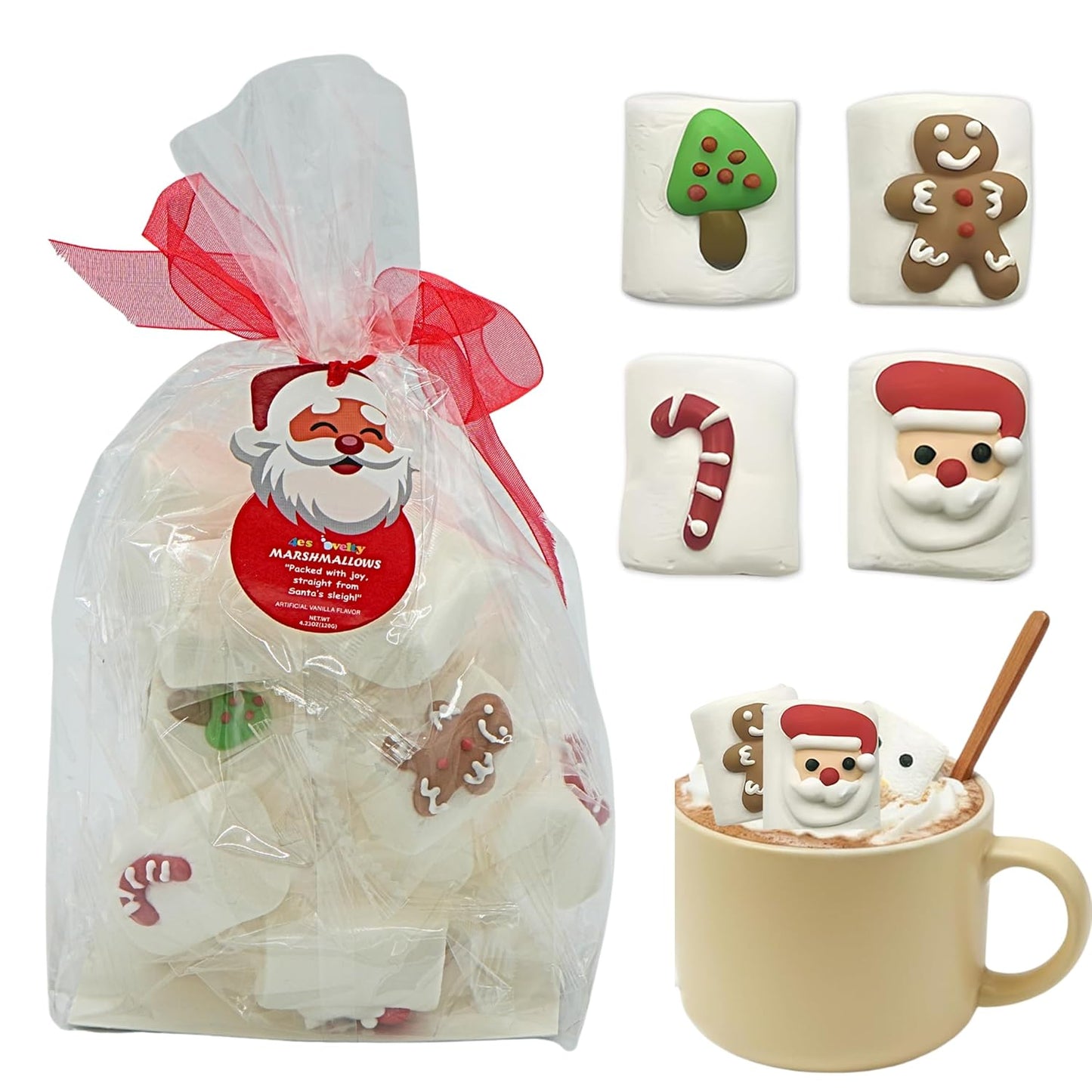 4E's-Novelty-Christmas-Decorated-Marshmallow-Large-Individually-Wrapped-16-Pcs---Large-Marshmallows-Hot-1970